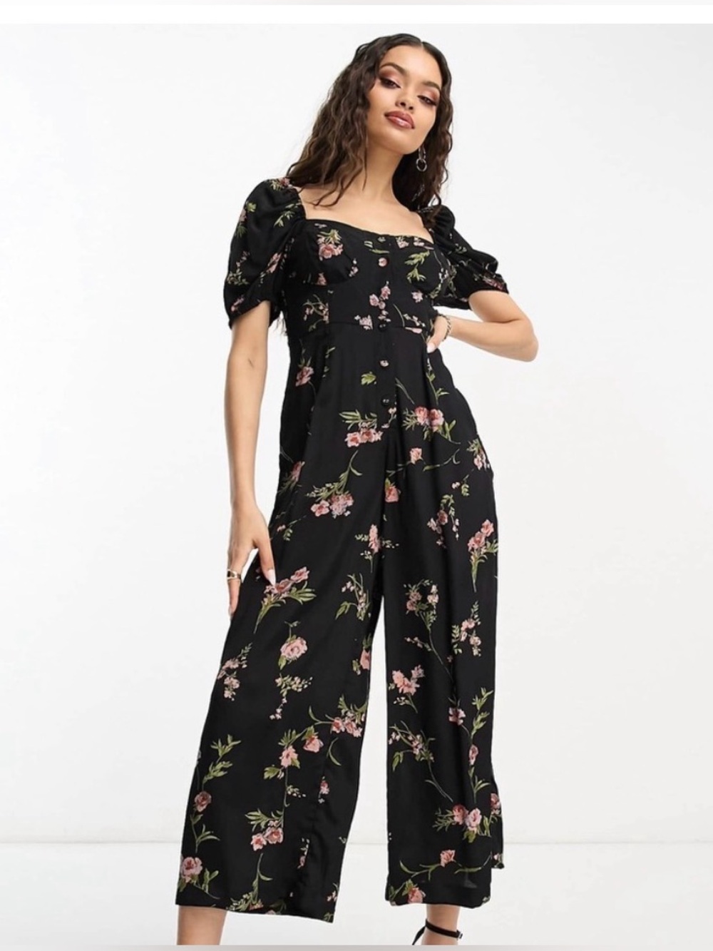 ASOS Floral Square-Neck Wide-Leg Jumpsuit
